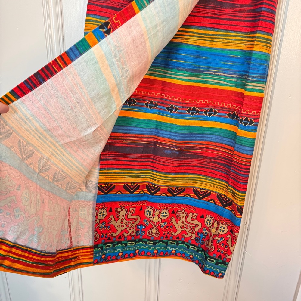 Vintage Breeches Aztec Western Maxi Wrap Skirt 100% cotton Ranchwear Boho SZ 14 - Picture 5 of 13
